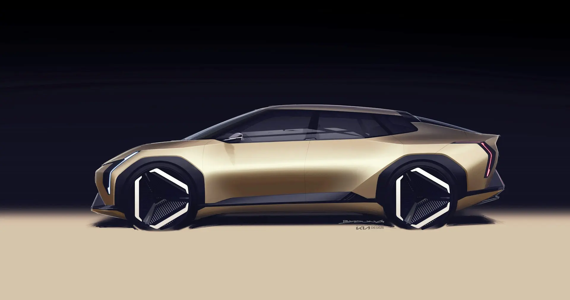 a concept car is shown in the dark