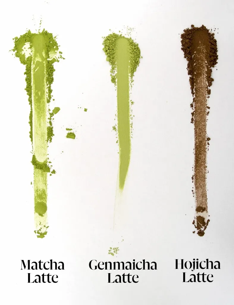 tesuko-matcha-genmaicha-hojicha-latte-comparativa.webp